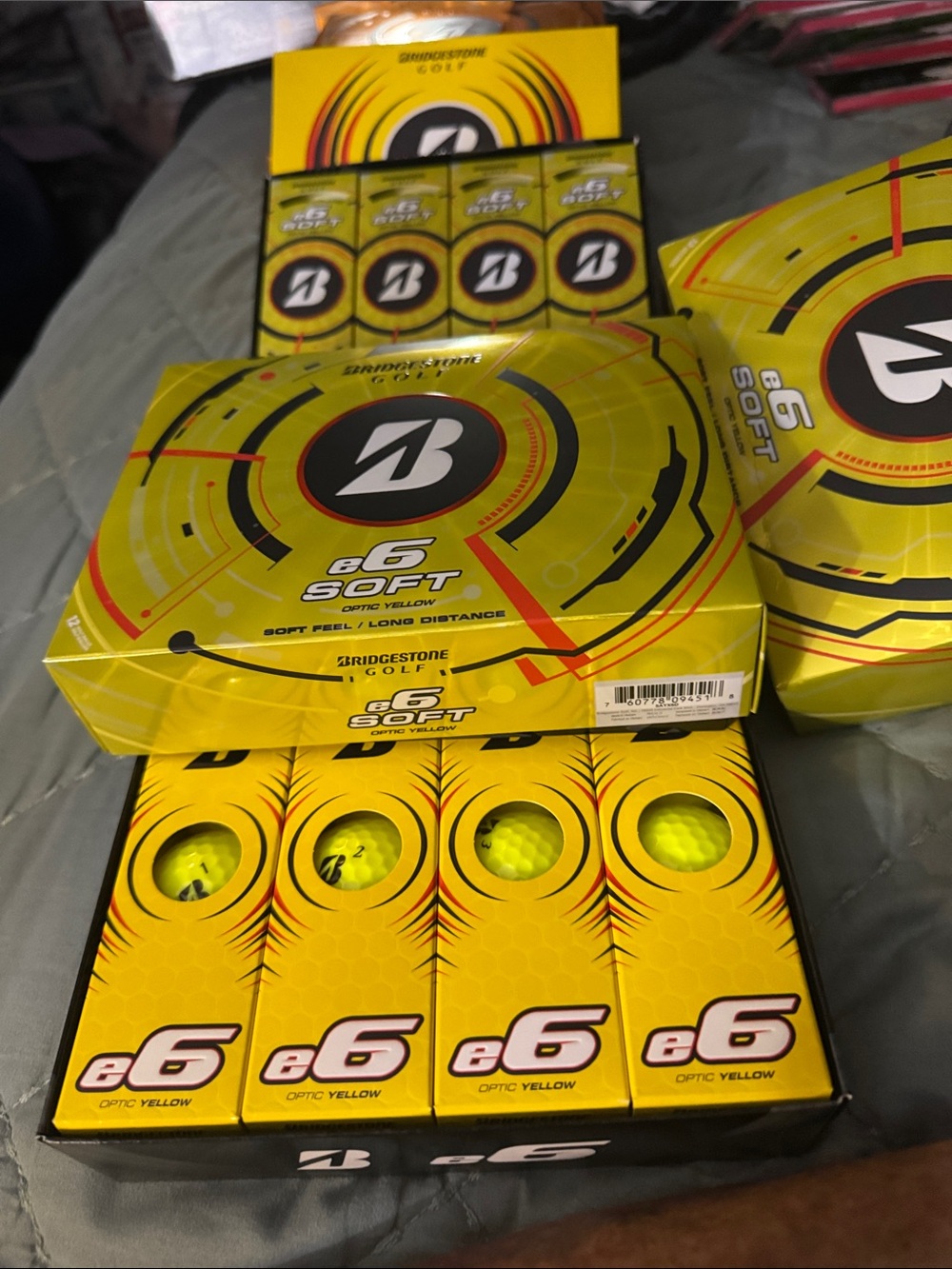 Bridgestone e6 Soft Optic Yellow Golf Balls - Pack 48 gif balls 4 boxes